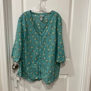 Plus Size 1X Women’s 18/20 Linen Blend Button Front Top Catherine’s